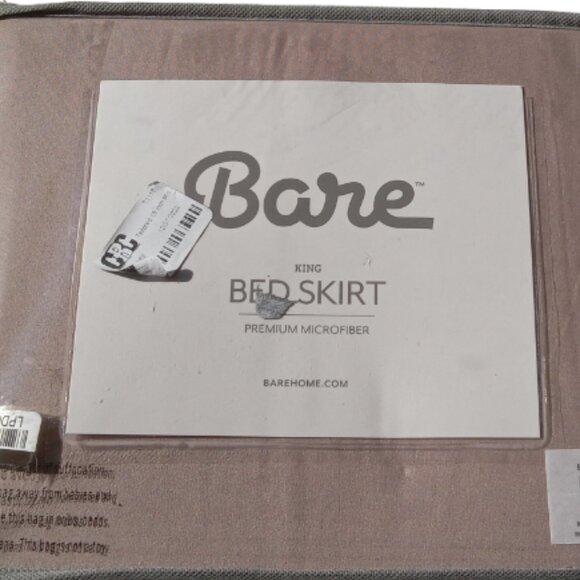 New Bare King Taupe Bed Skirt Premium Microfiber - Picture 7 of 8